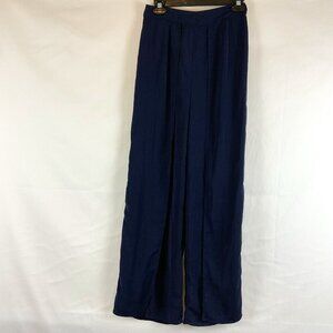 Super Down Pants S Navy Blue Wide Open Leg  Zipper Back